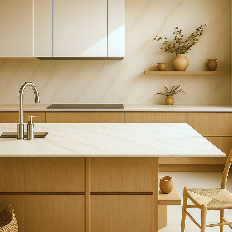 plan de travail en céramique Laminam "Marble Gold"