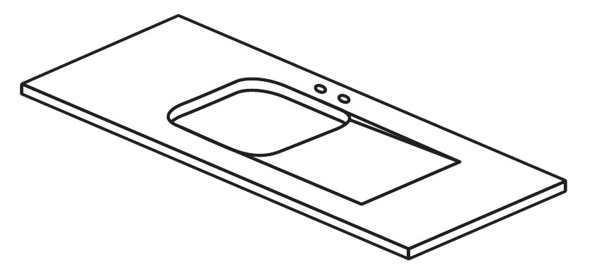 Découpe 1 cuve sous plan avec égouttoir décaissé (incliné)